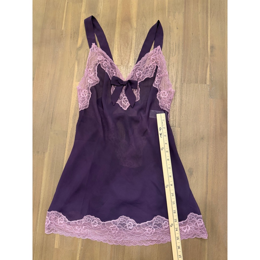 Adore Me Purple Lace Trim Bow Detail Babydoll Chemise Lingerie M - Picture 6 of 8